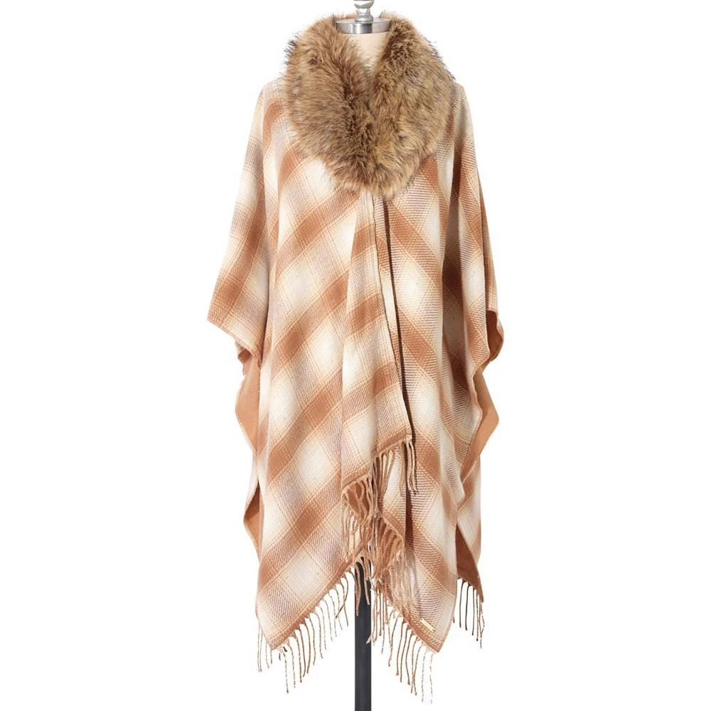 商品Ralph Lauren|Women's Reversible Plaid Cape with Faux Fur Collar,价格¥931,第1张图片
