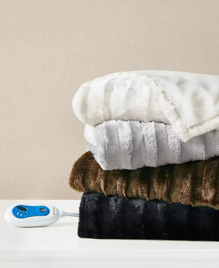 Duke Ribbed Electric Faux-Fur Throw, 50" x 70" 商品