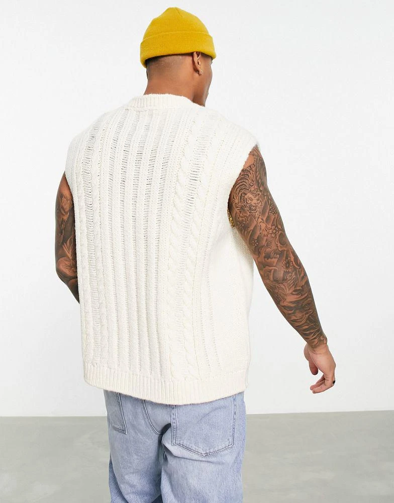 商品ASOS|ASOS DESIGN oversized cable knit jumper in off white,价格¥180,第3张图片详细描述