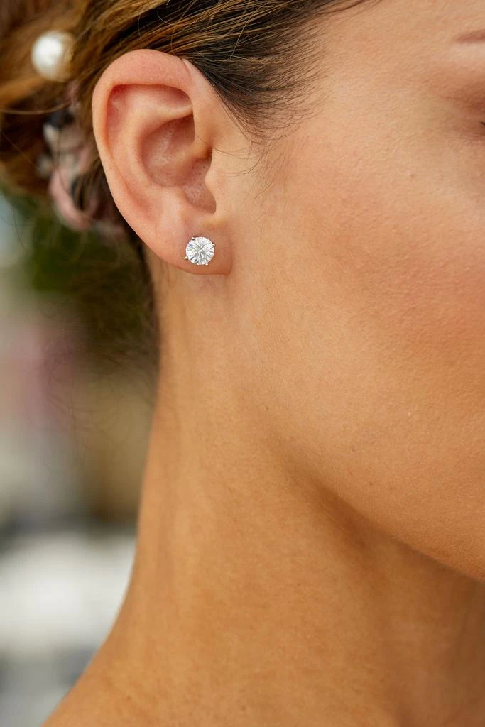 商品Savvy Cie Jewels|14Kt White Gold / Ss 7Mm Swarovski Crystal Stud Earrings,价格¥514,第2张图片详细描述