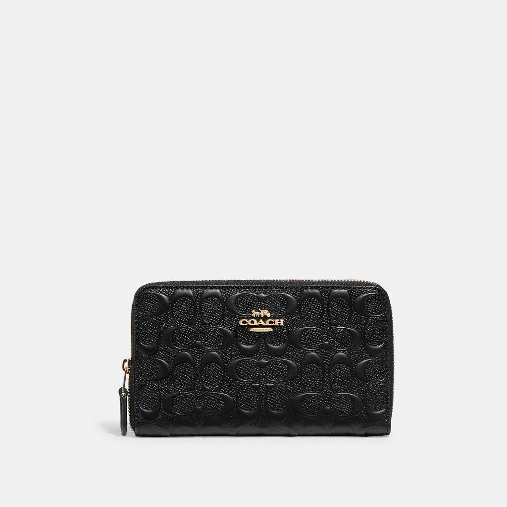 商品Coach|Coach Outlet Medium Id Zip Wallet In Signature Leather,价格¥646,第4张图片详细描述