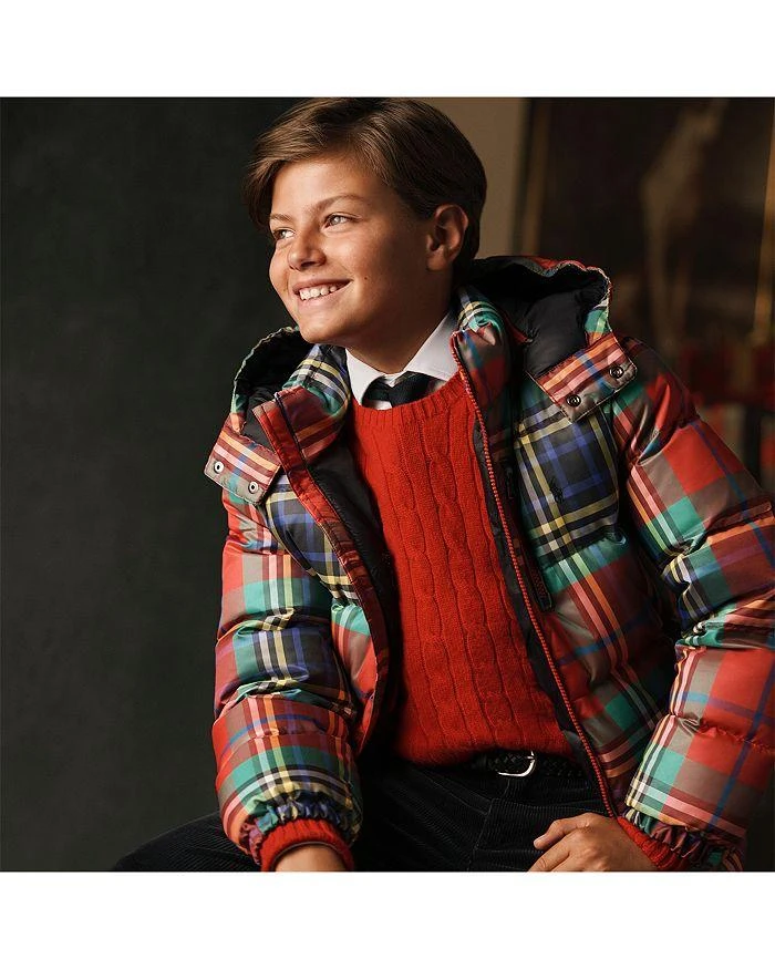 商品Ralph Lauren|Boys' Plaid Water-Repellent Down Jacket - Little Kid, Big Kid,价格¥878,第3张图片详细描述