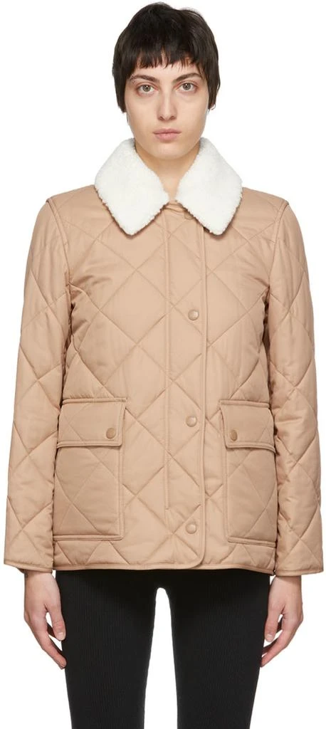 商品Burberry|Beige Diamond Quilted Jacket,价格¥17322,第1张图片