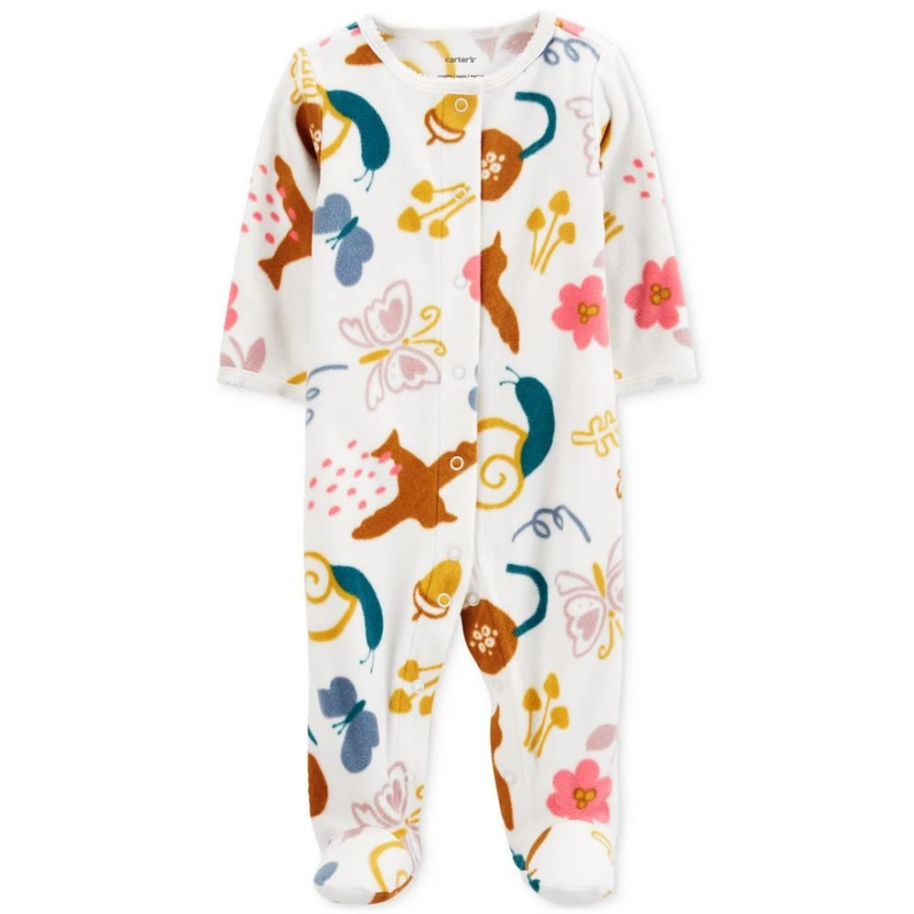 商品Carter's|Baby Girls Butterfly Snap-Up Fleece Sleep & Play Footed Coverall,价格¥76,第1张图片