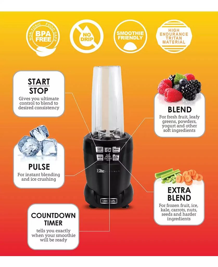 商品Elite Gourmet|Elite Platinum Nutri Hi - Q Smart Blender,价格¥587,第3张图片详细描述