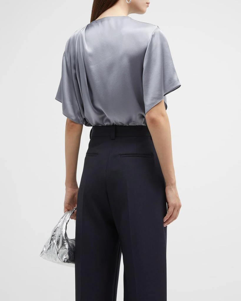 Flutter-Sleeve Draped Silk Blouse 商品