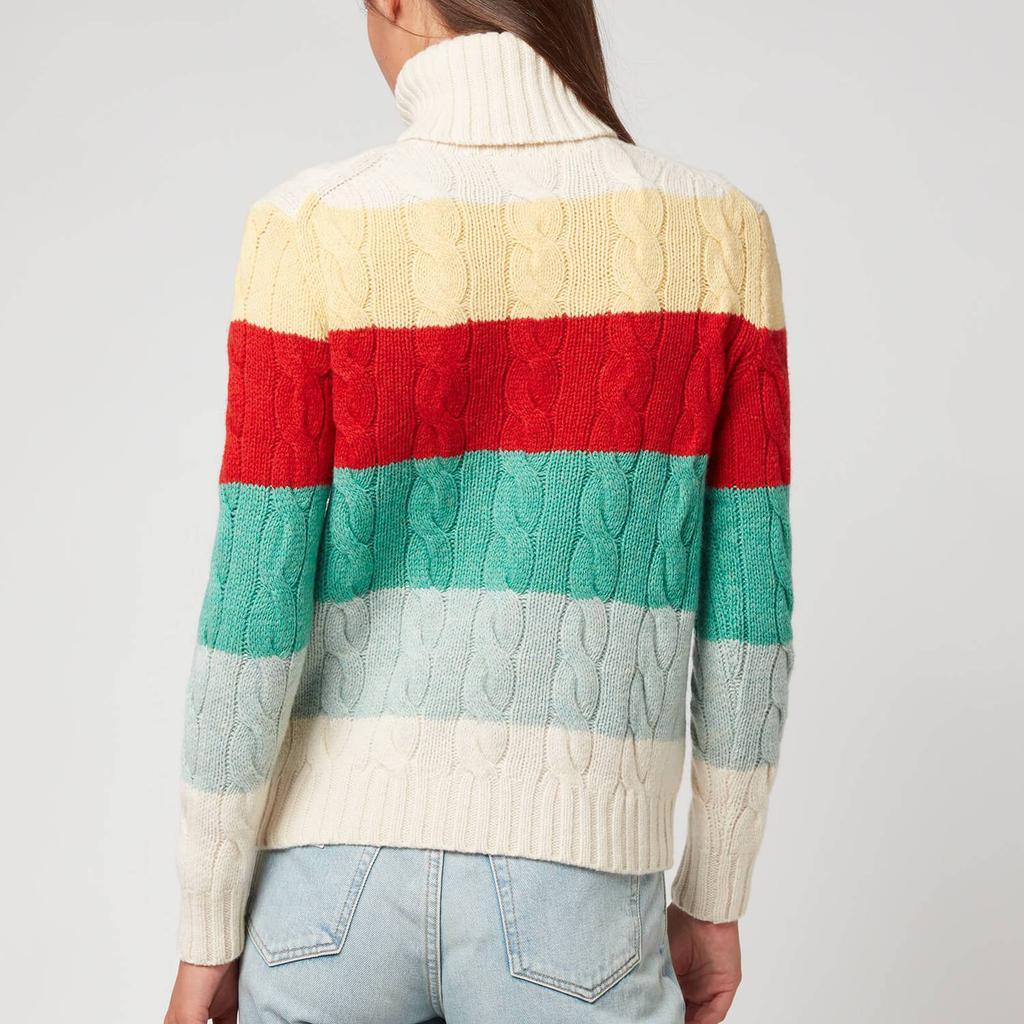 商品Ralph Lauren|Polo Ralph Lauren Women's Polo Striped Turtleneck Cable Knit Jumper- Multi,价格¥864,第4张图片详细描述