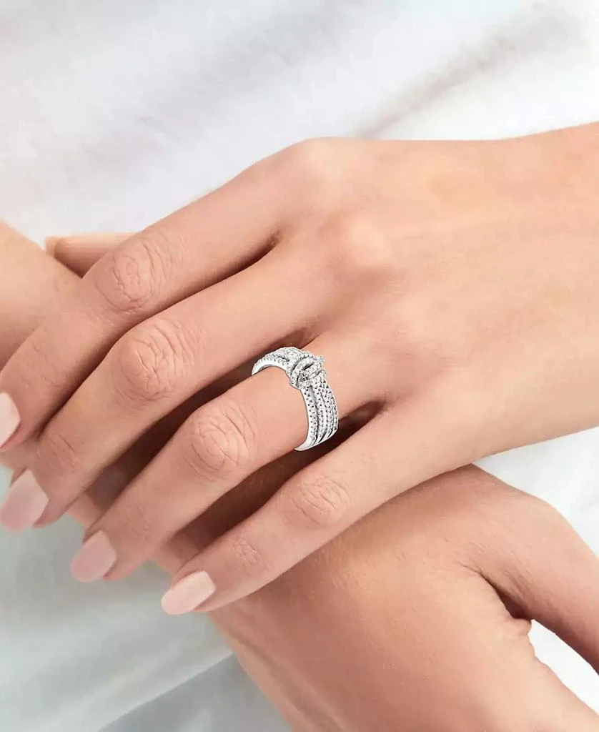 商品Macy's|Diamond Multirow Love Knot Ring (1/2 ct. t.w.) in Sterling Silver,价格¥1814,第2张图片详细描述