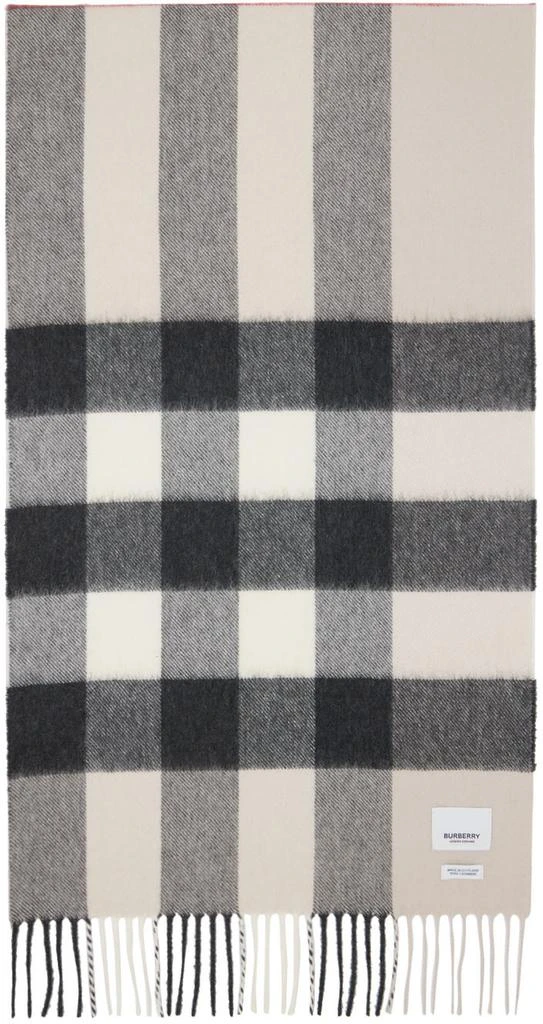 商品Burberry|灰色 & 白色格纹围巾,价格¥5577,第1张图片详细描述