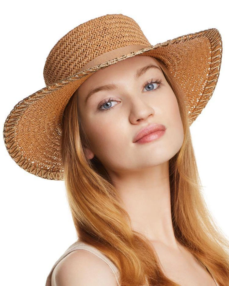 商品AQUA|Metallic-Trim Boater Hat - 100% Exclusive,价格¥304,第1张图片