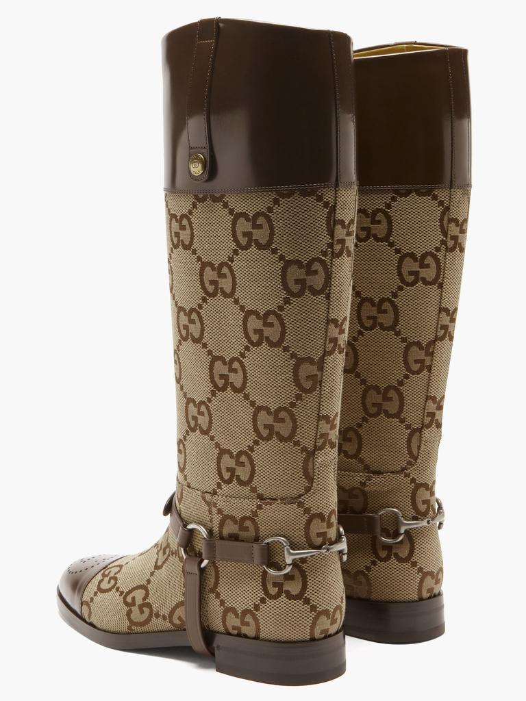 商品Gucci|GG-canvas and leather-harness boots,价格¥11428,第7张图片详细描述