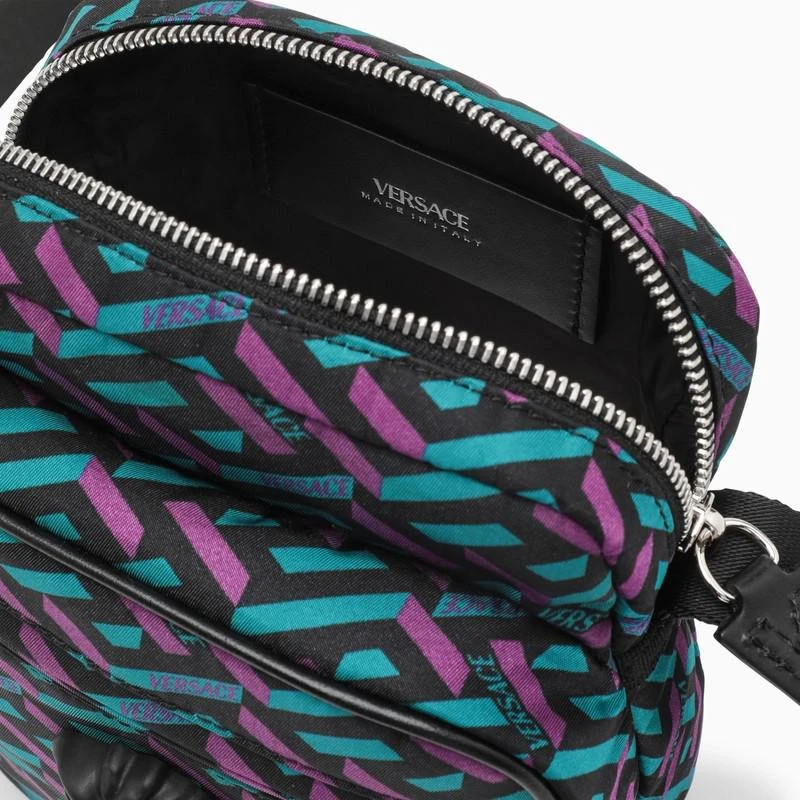 Small cross-body bag with a purple and teal La Greca print 商品