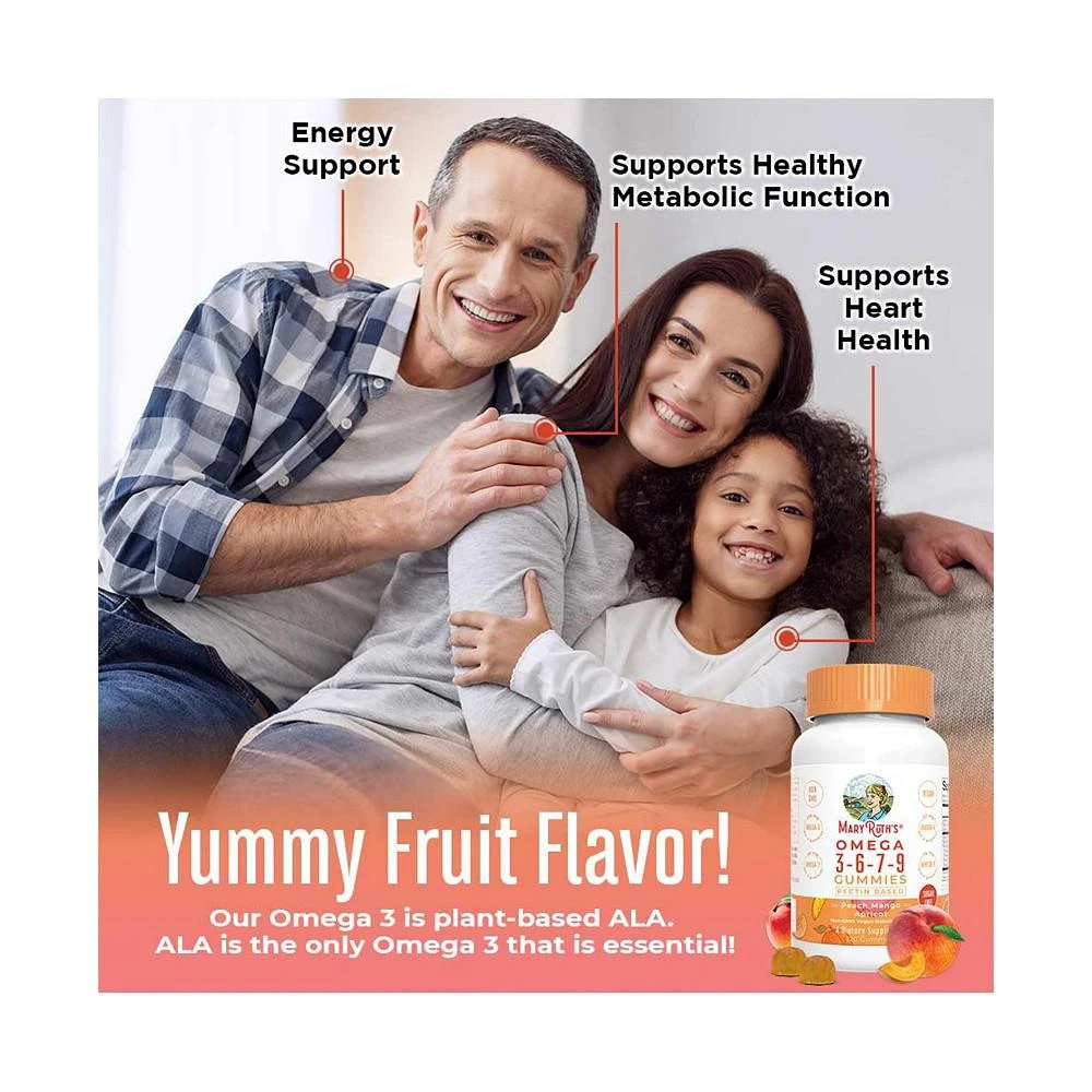 商品MaryRuth Organics|Omega 3-6-7-9 Gummies, Up to 4 Month Supply, Sugar Free,价格¥276,第2张图片详细描述