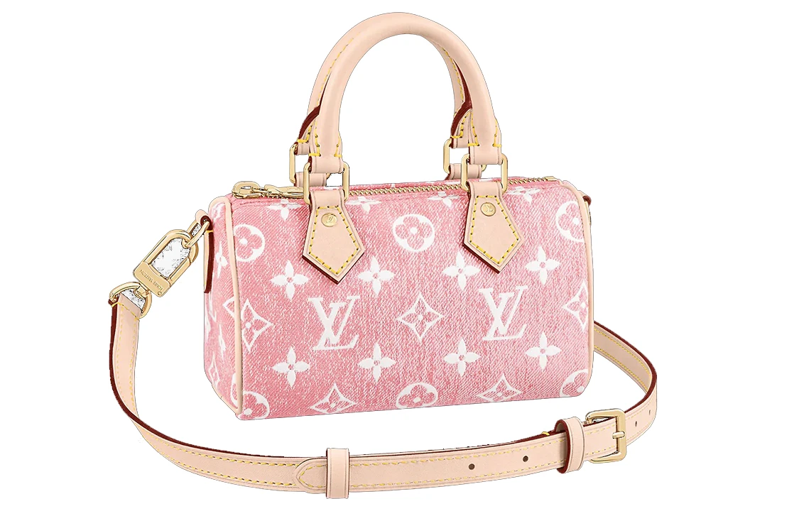 商品[国内直发] Louis Vuitton|Speedy Nano 元旦中国限定 百搭便携通勤老花图案 丹宁牛仔布 手提包单肩包斜挎包 迷你 女款 粉色,价格¥30674,第1张图片