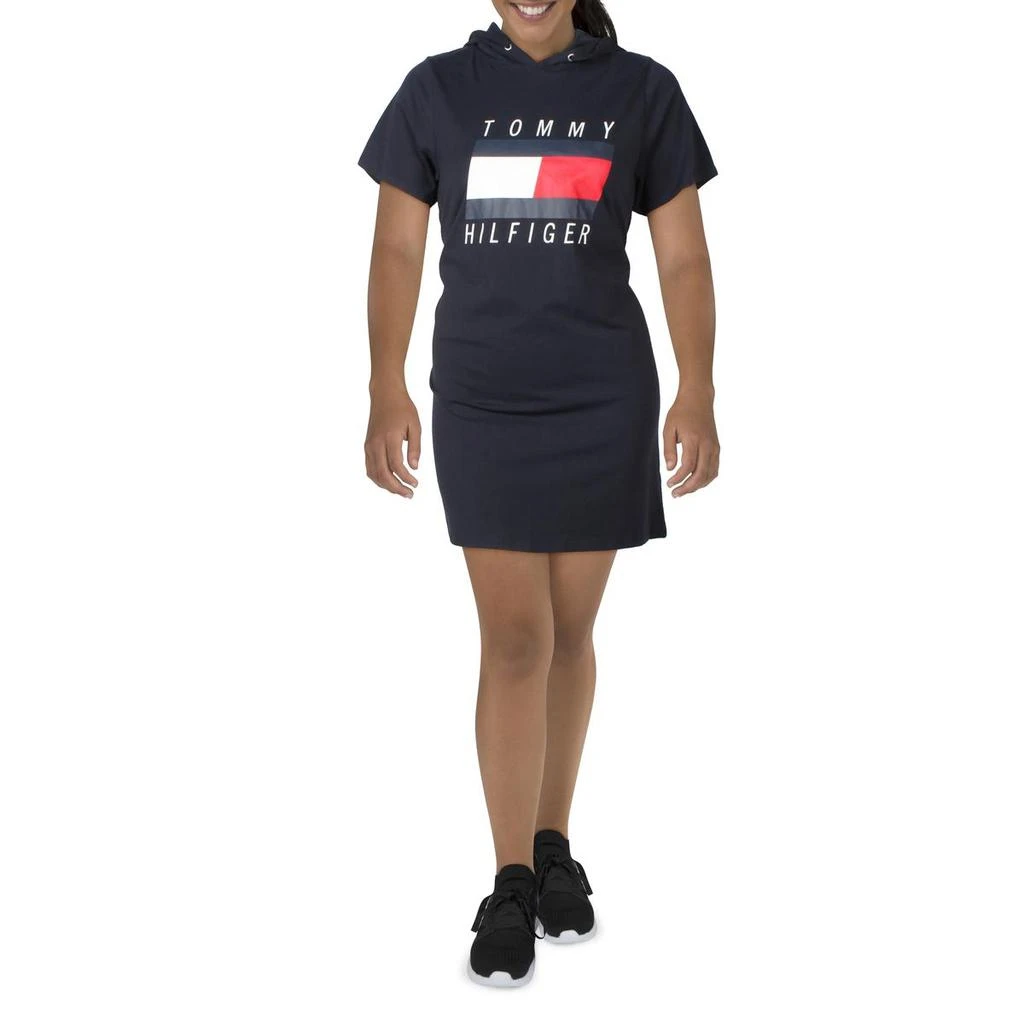 商品Tommy Hilfiger|Tommy Hilfiger Sport Womens Plus Hooded Short Sleeve Athletic Dress,价格¥108,第2张图片详细描述