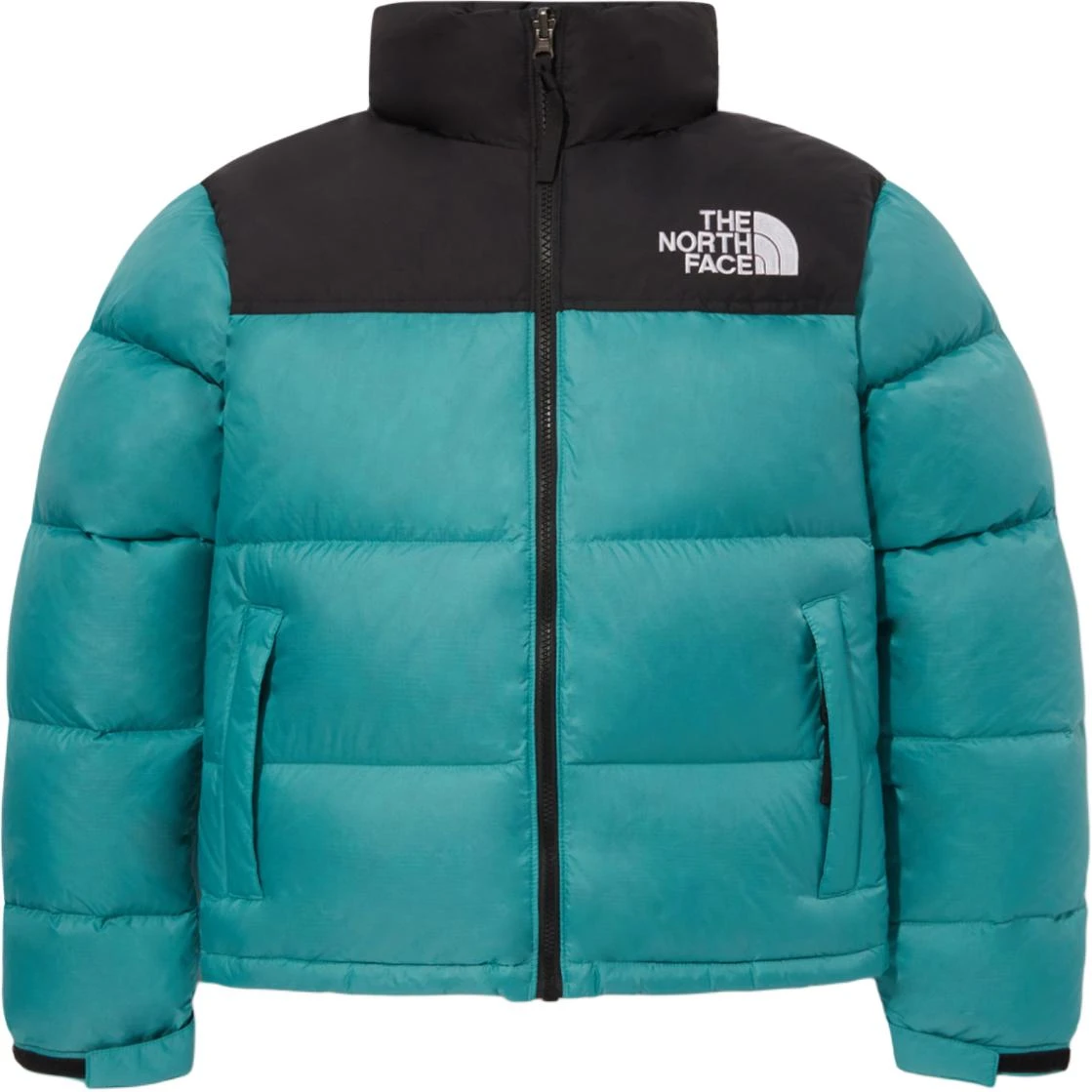 商品[国内直发] The North Face|北面 1996系列 拼接Logo印花宽松连帽保暖面包长袖鹅绒羽绒服 男女同款 绿松石色,价格¥1588,第1张图片