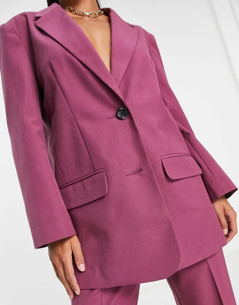 商品ASOS|ASOS DESIGN Petite Mix & Match slim boy suit blazer in plum,价格¥357,第3张图片详细描述