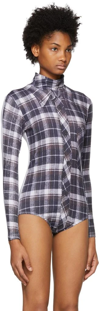 商品Vetements|White Check Shirt-Print Bodysuit,价格¥710,第4张图片详细描述