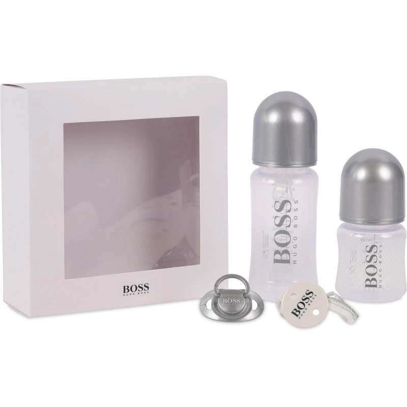 商品Boss Kids|Set of logo bottles and dummy in silver,价格¥945,第1张图片