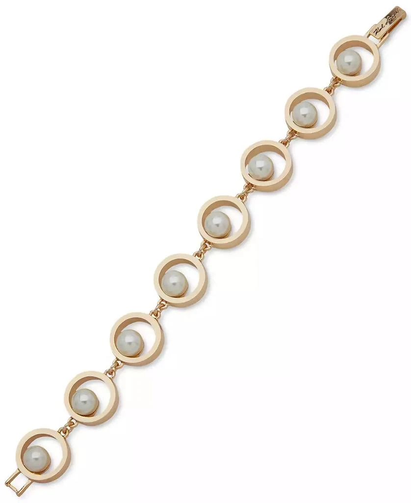 商品Karl Lagerfeld Paris|Gold-Tone Imitation Pearl Circle Link Bracelet,价格¥248,第1张图片