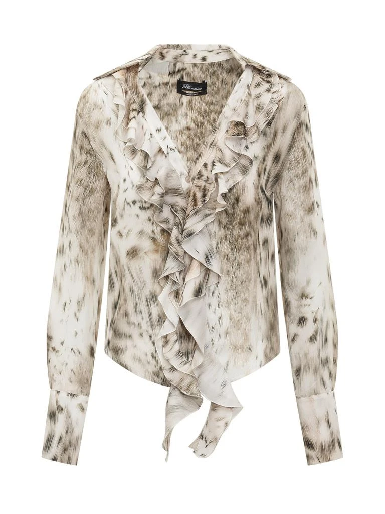 商品BLUMARINE|Blumarine Animalier Print Ruffle Detailed Blouse,价格¥2652,第1张图片