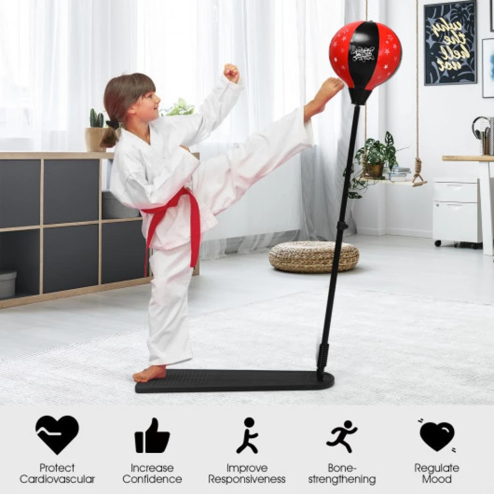 商品Hivvago|Kids Punching Bag with Adjustable Stand and Boxing Gloves,价格¥337,第3张图片详细描述