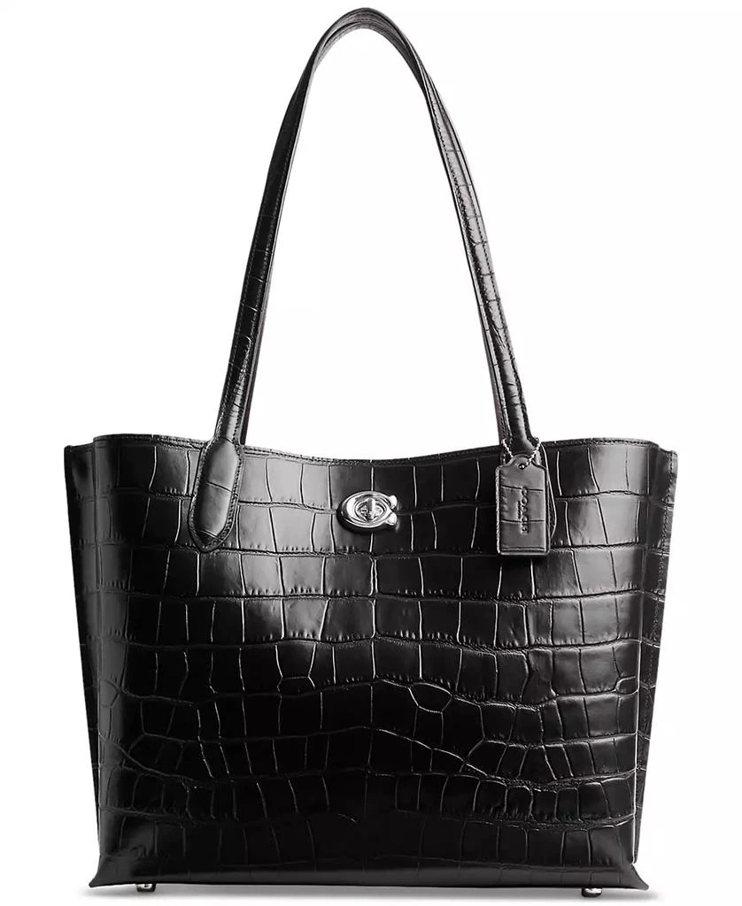 商品Coach|Embossed Croc Leather Willow Tote,价格¥1799,第1张图片