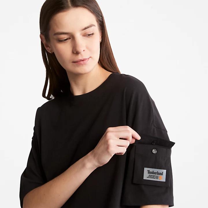 Progressive Utility Pocket T-Shirt for Women in Black商品第5张图片规格展示