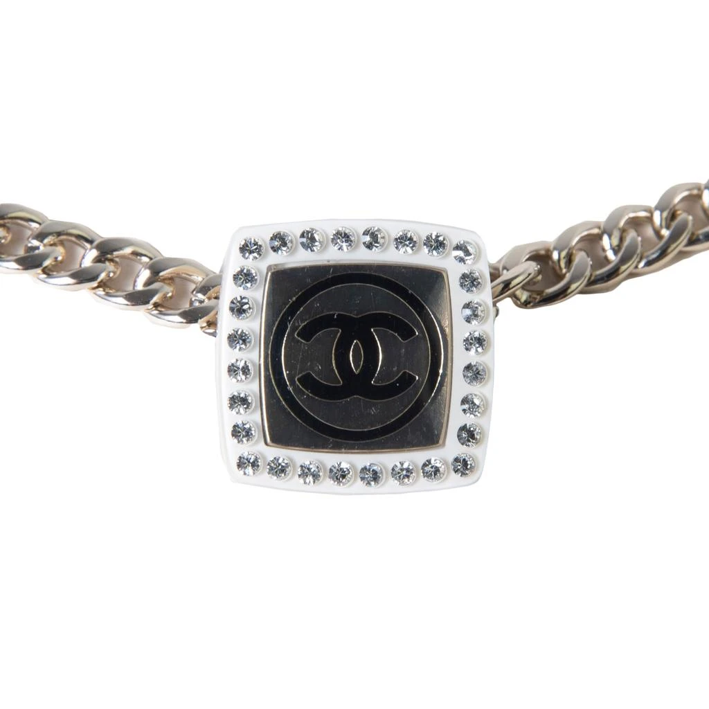 商品Chanel|Chanel CC Square Necklace Gold White Black Crystal,价格¥7165,第2张图片详细描述