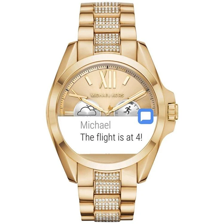 商品Michael Kors|Access Unisex Digital Bradshaw Pavé Detail Gold-Tone Stainless Steel Bracelet Smart Watch 45mm MKT5002,价格¥1722,第4张图片详细描述