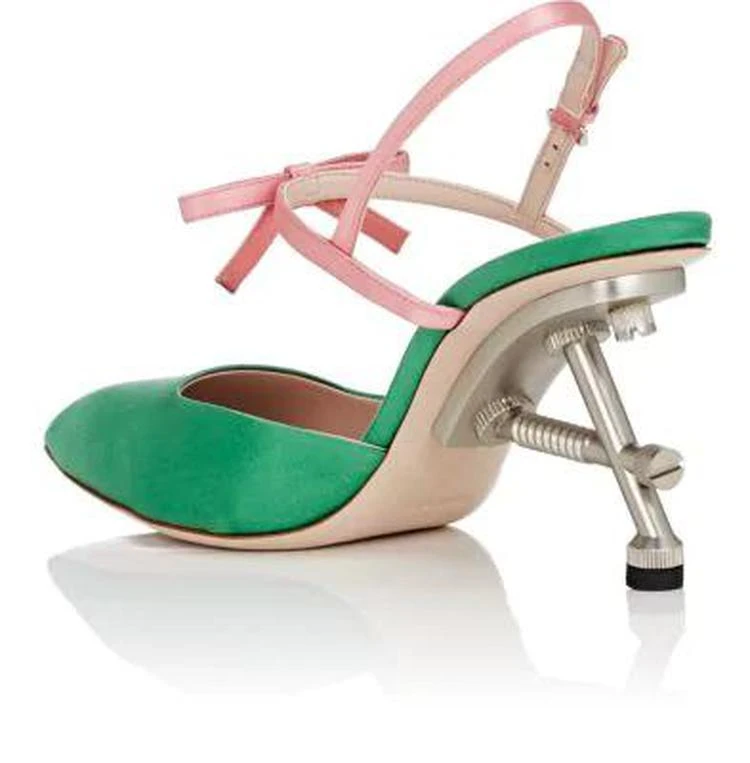 商品Miu Miu|Structured-Heel Satin Ankle-Strap Pumps,价格¥5202,第3张图片详细描述