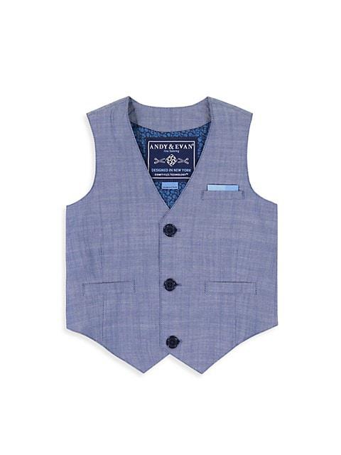 Baby Boy's 2-Piece Chambray Vest Suit Set商品第5张图片规格展示