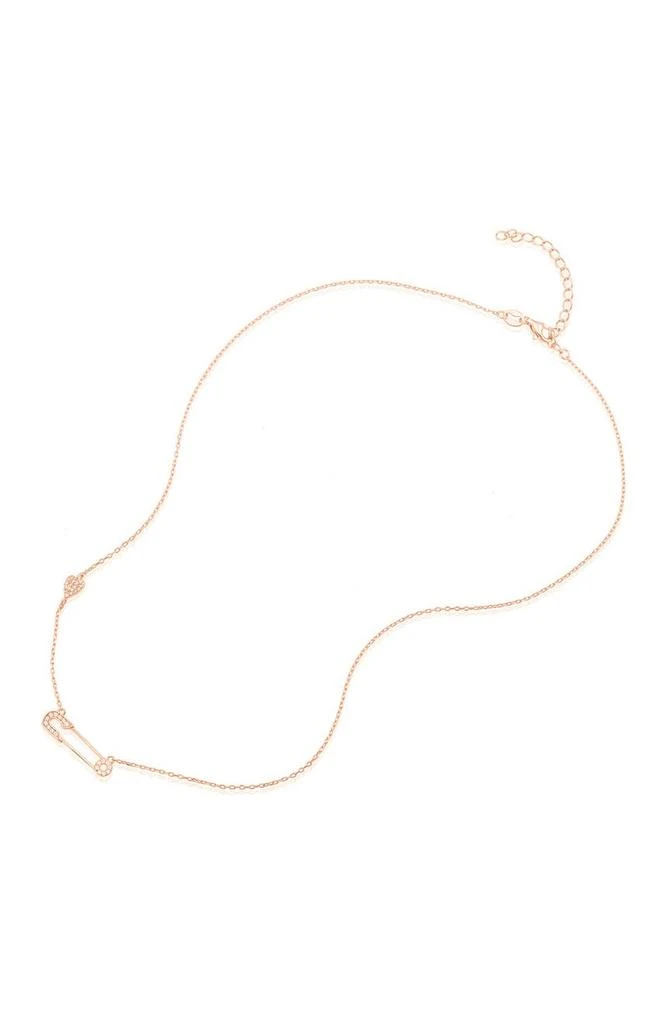 商品ADORNIA|14K Rose Gold Plated Safety Pin Heart Necklace,价格¥150,第1张图片