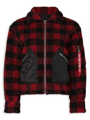 Plaid Faux Shearling Jacket商品第5张图片规格展示