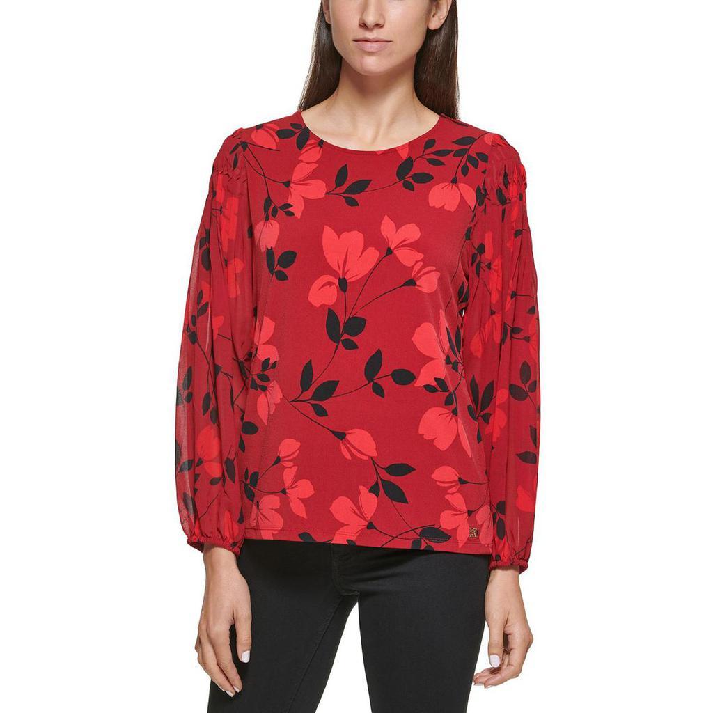 商品Calvin Klein|Calvin Klein Womens Pleat Bishop Sleeve Pullover Top,价格¥227,第1张图片