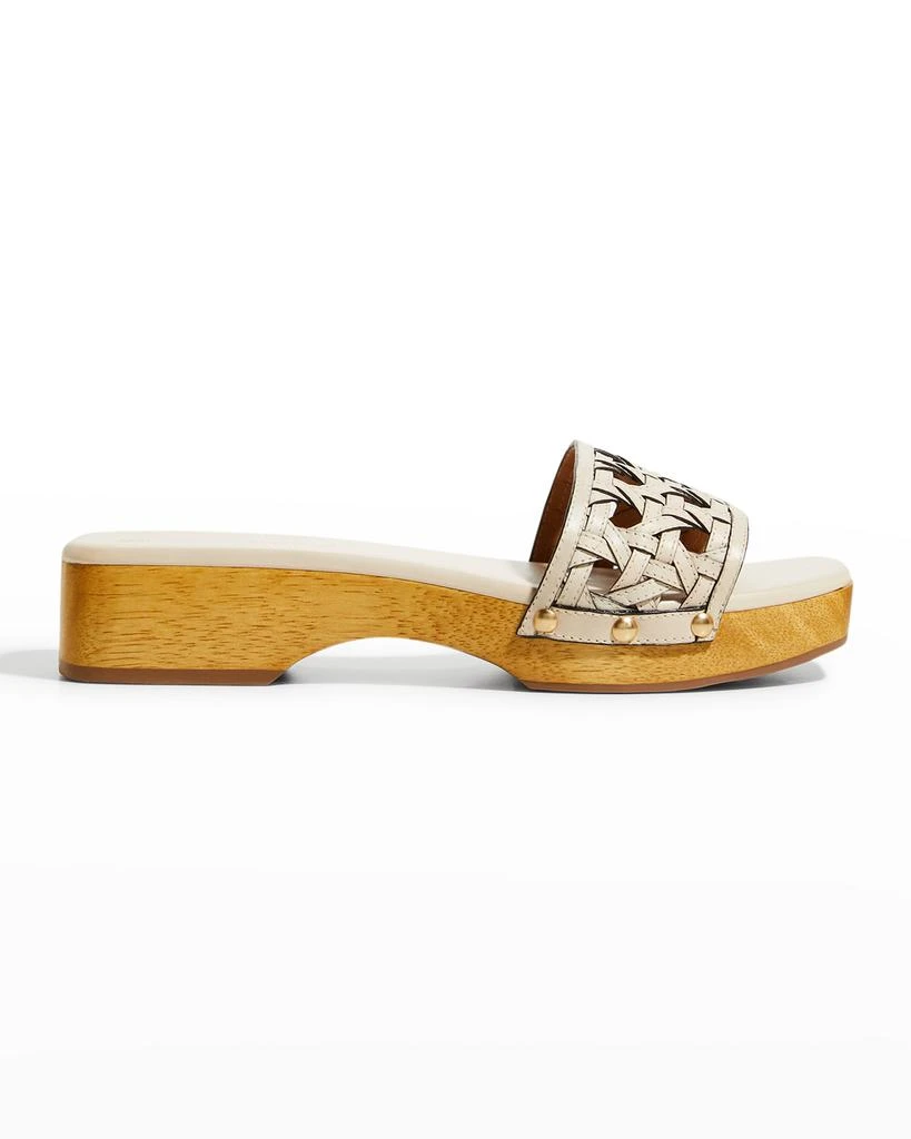 商品Tory Burch|Basketweave Calfskin Clog Sandals,价格¥1013,第1张图片