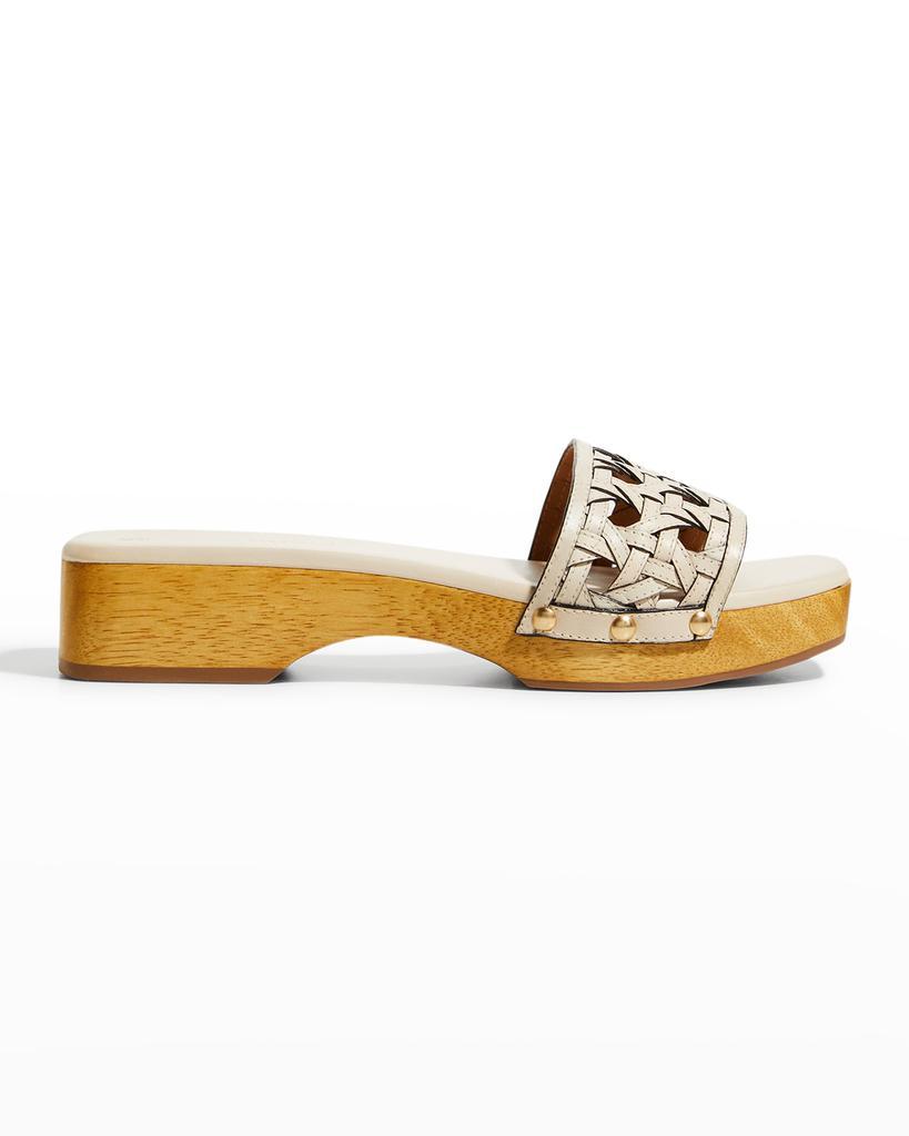 商品Tory Burch|Basketweave Calfskin Clog Sandals,价格¥958,第1张图片