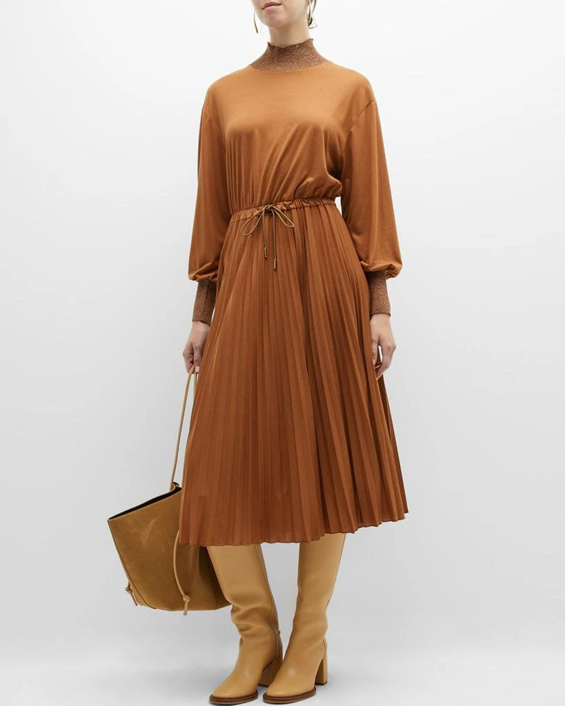 商品Marella|Burda Pleated Mock-Neck Jersey Midi Dress,价格¥1216,第3张图片详细描述