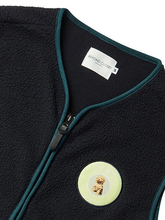 商品beyondcloset|Tennis Ball Patch Fleece Zip-up Vest [Navy],价格¥660,第3张图片详细描述