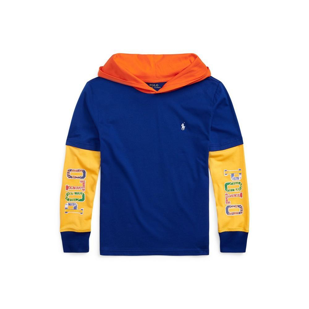商品Ralph Lauren|Big Boys Logo Jersey Hooded T-shirt,价格¥304,第1张图片