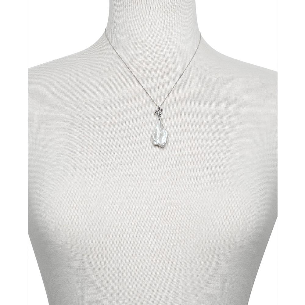 Cultured Baroque Freshwater Pearl (11-12mm) 18" Pendant Necklace in Sterling Silver商品第2张图片规格展示