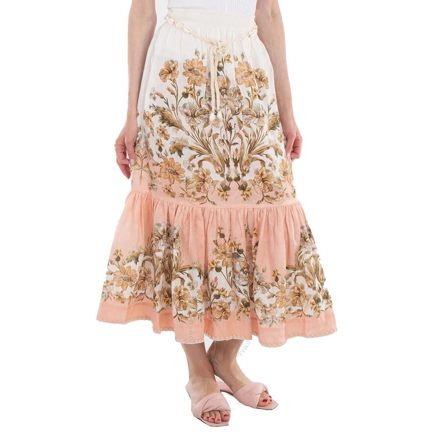 商品Zimmermann|Ladies Pink Daisy Floral Chintz Floral-Print Linen Midi Skirt,价格¥1411,第2张图片详细描述