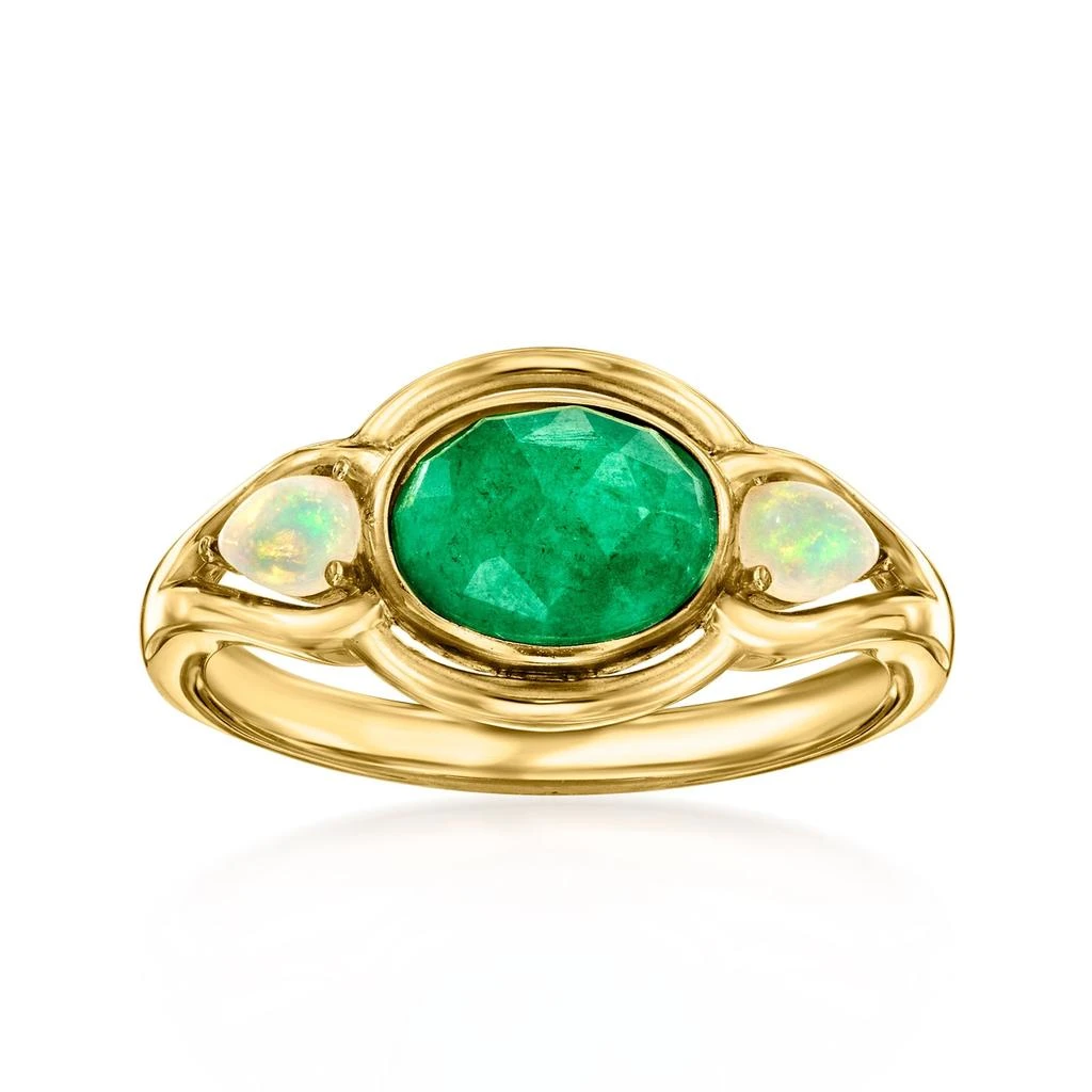 商品Ross-Simons|Opal and Emerald Ring in 18kt Gold Over Sterling,价格¥1105,第1张图片