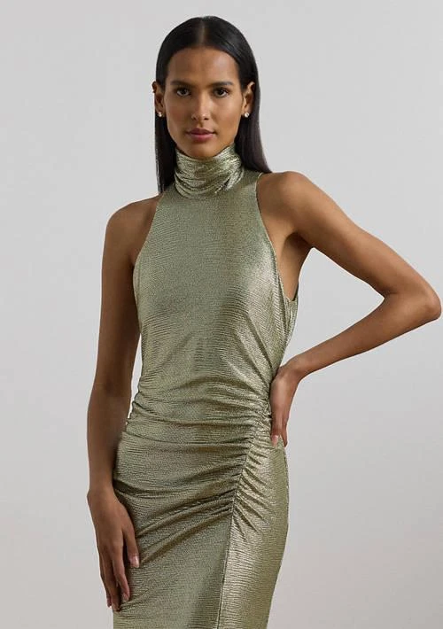 商品Ralph Lauren|Ralph Lauren Women S Metallic Sleeveless Turtleneck Gown,价格¥1321,第3张图片详细描述
