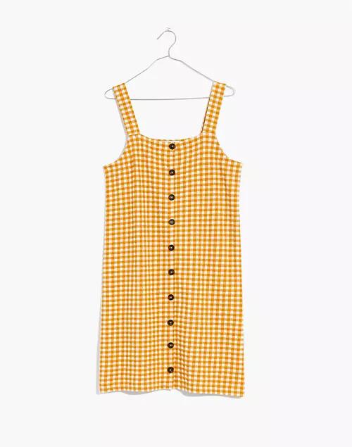 Jacquard Button-Front Mini Dress in Gingham Check商品第5张图片规格展示