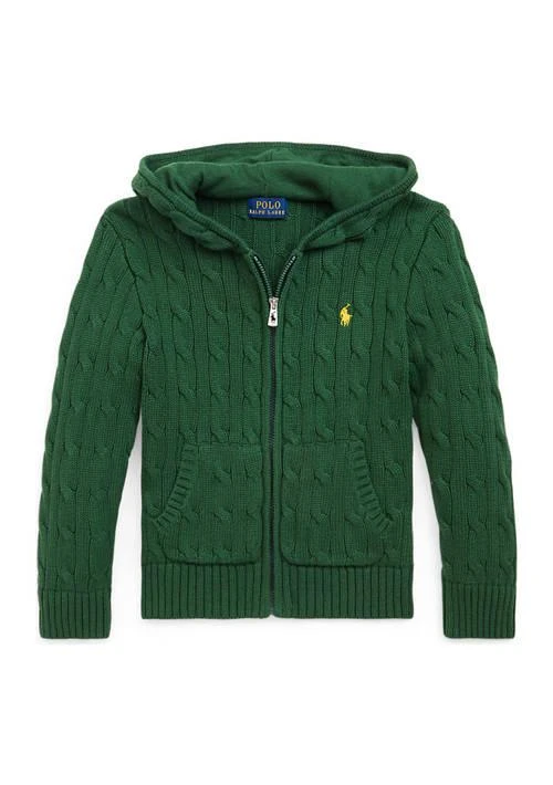 商品Ralph Lauren|Lauren Childrenswear Boys 2 7 Cable Cotton Hooded Full Zip Sweater,价格¥418,第1张图片