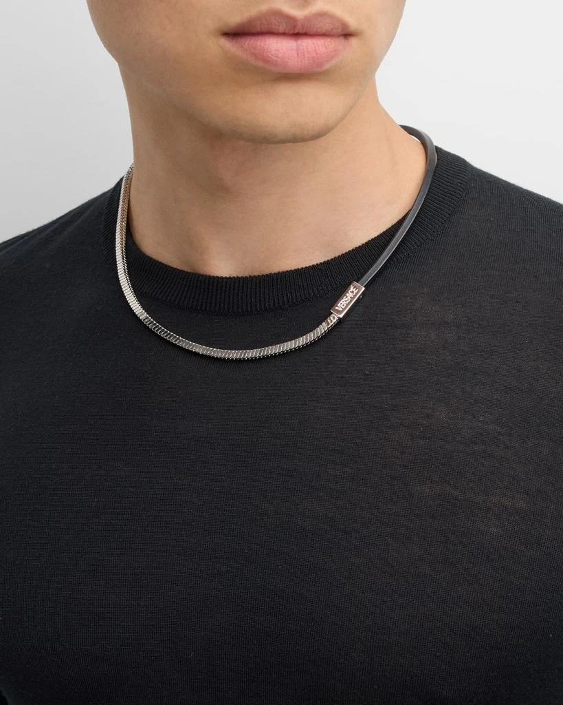 商品Versace|Men's Metal and Leather Chain Necklace,价格¥4553,第2张图片详细描述