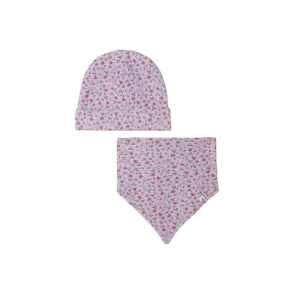 商品Deux par Deux|Baby Girl Organic Cotton Printed Hat & Bib Set Lilac Little Flowers - Infant,价格¥194,第1张图片