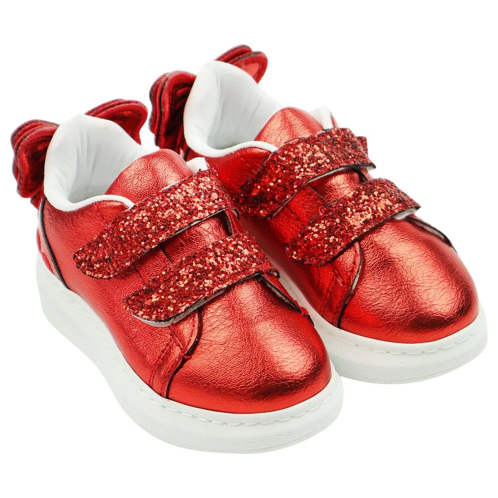 商品Caramelo Kids|Red Glitter Bow Trainers,价格¥697,第1张图片