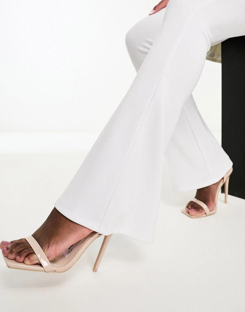 商品ASOS|ASOS DESIGN ottoman rib kick flare trouser in white,价格¥167,第3张图片详细描述